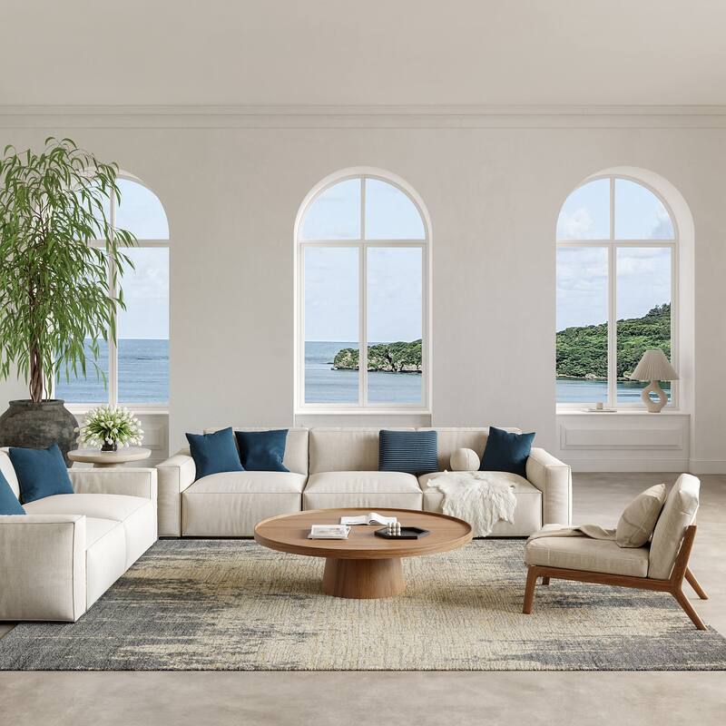 Nourison Harmony Indoor only Beige Abstract Area Rug - Slate/Beige - 7'9" x 9'9"