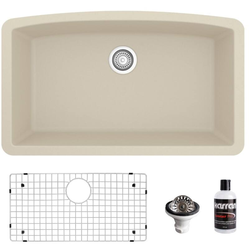 Karran USA QU-712-PK1 Quartz QU 32" Undermount Single Basin Quartz - Bisque