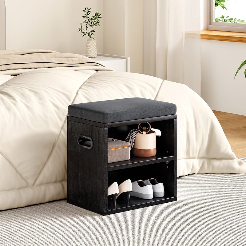 Small Shoe Bench for Entryway with Cushion Shoe Bench with Storage and Seating, Seat Entryway Shoe Rack, Entryway