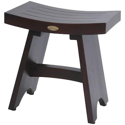 18" DecoTeak Serenity Eastern Style Teak Shower Bench Stool in Woodland Brown