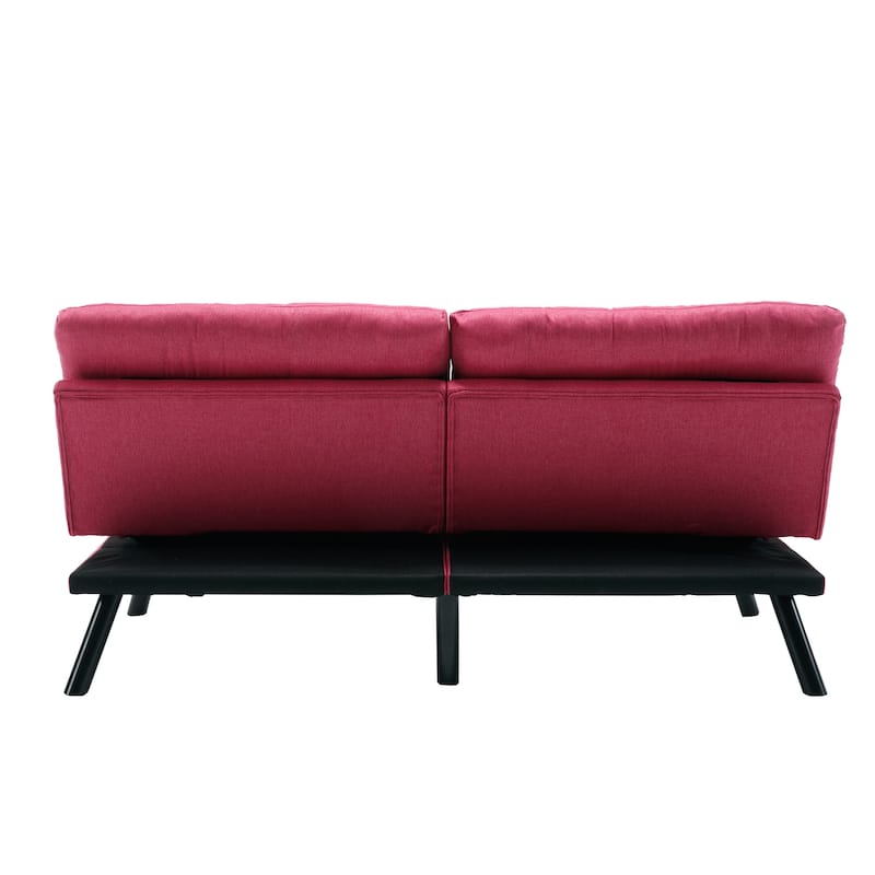 Modern Upholstered 2 Seaters Sleeper Sofa with Thick Cushion and Metal Feet