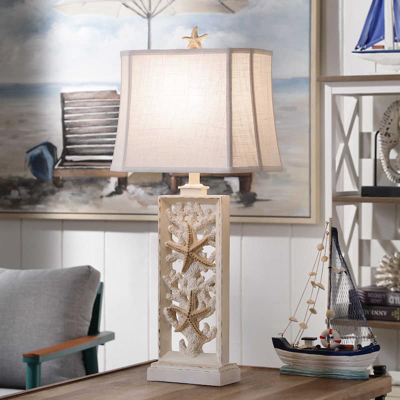StyleCraft South Cove Weathered Cream Starfish Table Lamp