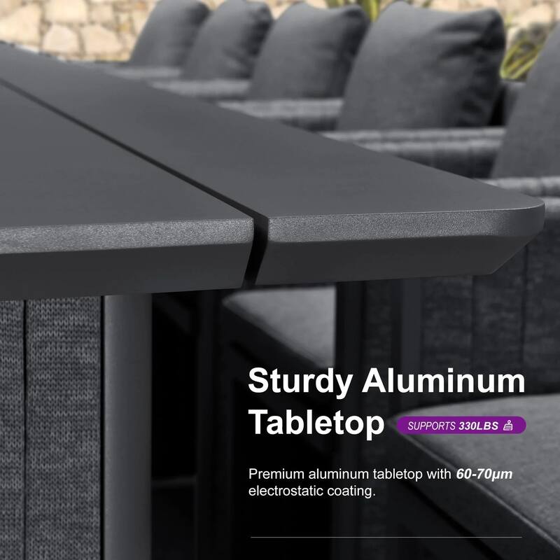 PURPLE LEAF Sanori Patio outdoor Dining Set Modern Large Weather-Resistant Aluminum for Garden Backyard Kitchen