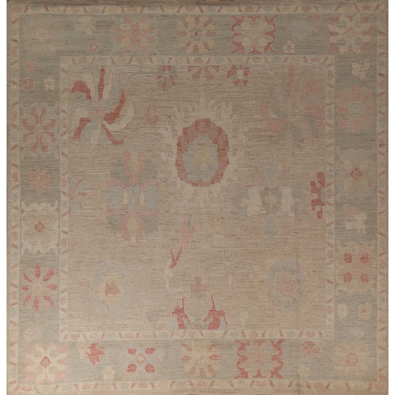 Vegetable Dye Oushak Turkish Square Area Rug Handmade Wool Carpet - 10'1"x 9'8"