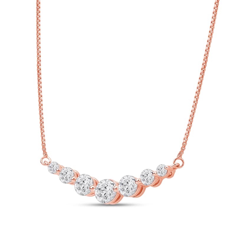 1ct Lab Grown Diamond Curved Bar Necklace in 14k Gold for Women