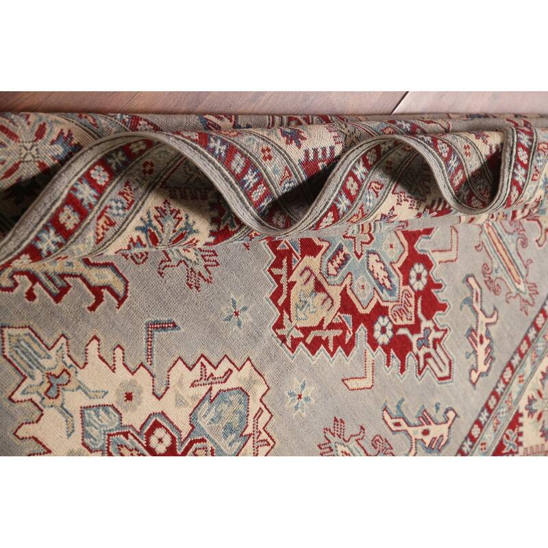 Gray Kazak Area Rug Handmade Wool Carpet - 5'8" x 7'10"