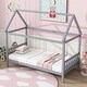 preview thumbnail 3 of 6, Twin Rubber Wood House Bed with Headboard and Footboard, Grey