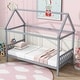 preview thumbnail 3 of 44, Twin Size Solid Wood House Frame Platform Bed, with Headboard and Footboard, with Underbed Storage Space, Minimalist Kids Bed