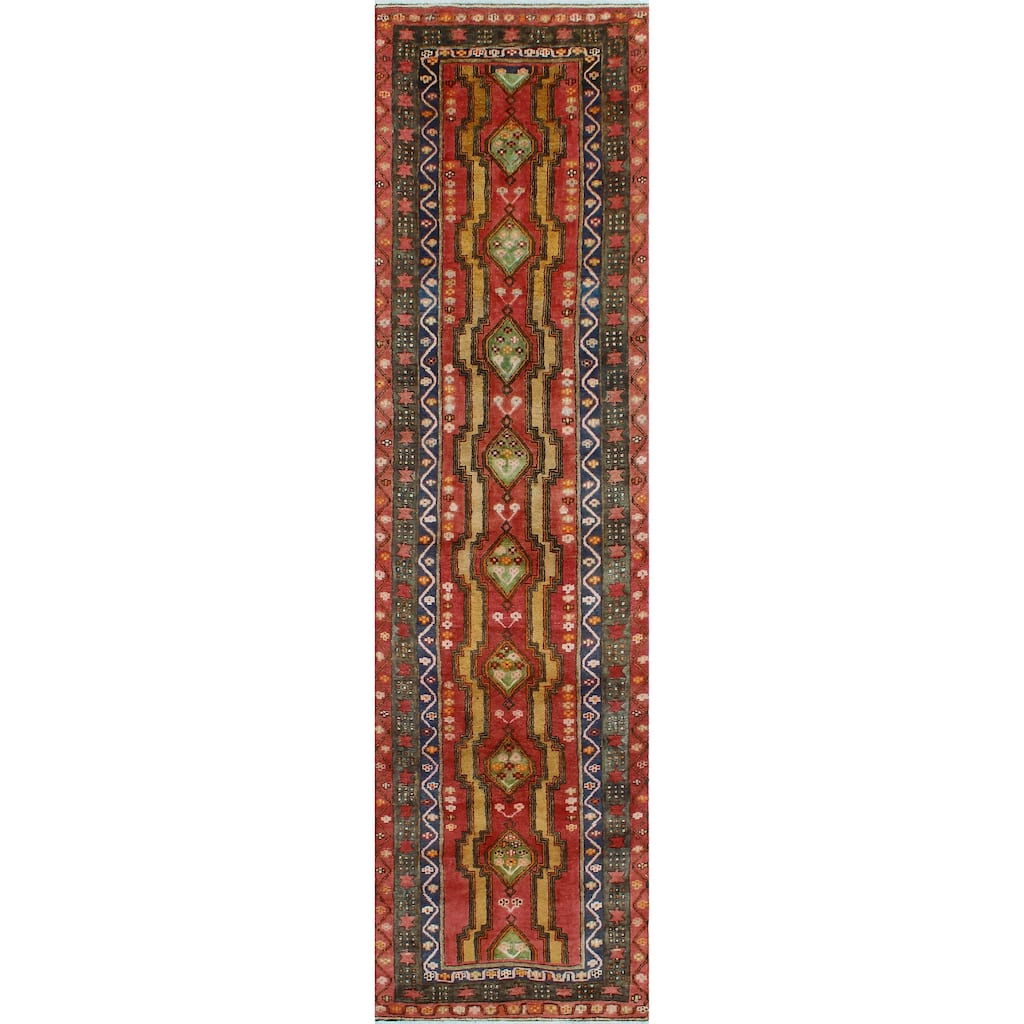 Fine Vintage Distressed Hilda Red/Charcoal Runner - 3'2" x 12'7"