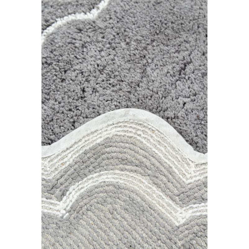 Allure Collection 100% Cotton Non-Slip Bathroom Rug Set, 3 Piece Machine Washable- Bathroom Rug, Bath Rug, U Shaped Contour