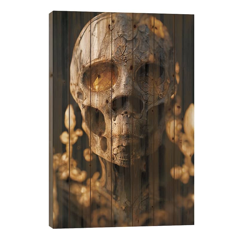 Gold Skull II Print On Wood by Durro Art - Multi-Color - 26x18x1.5