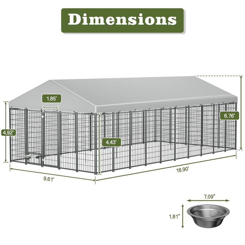 GDF Studio - Ironhaven Max Outdoor Dog Kennel with Feeding Station