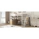 preview thumbnail 4 of 28, Full Size Metal Loft Bed with Storage Staircase and Open Wardrobe, Multifunctional Bed Frame with Shelves and Lockers
