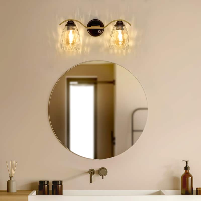 Teamson Home 2-Light Bathroom Vanity Wall Sconce, Dimmable LED Fixture for Modern Bath, Mirror, and Powder Room Lighting