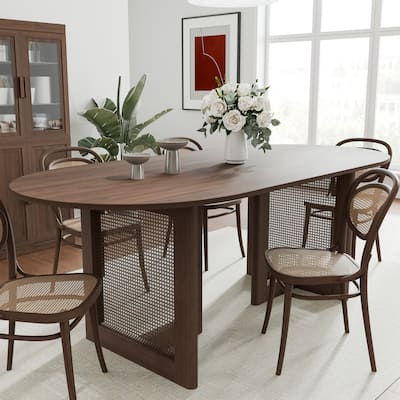 Wooakway Solid Wood 67'' Oval Dining Table for 6-8 People Nordic style