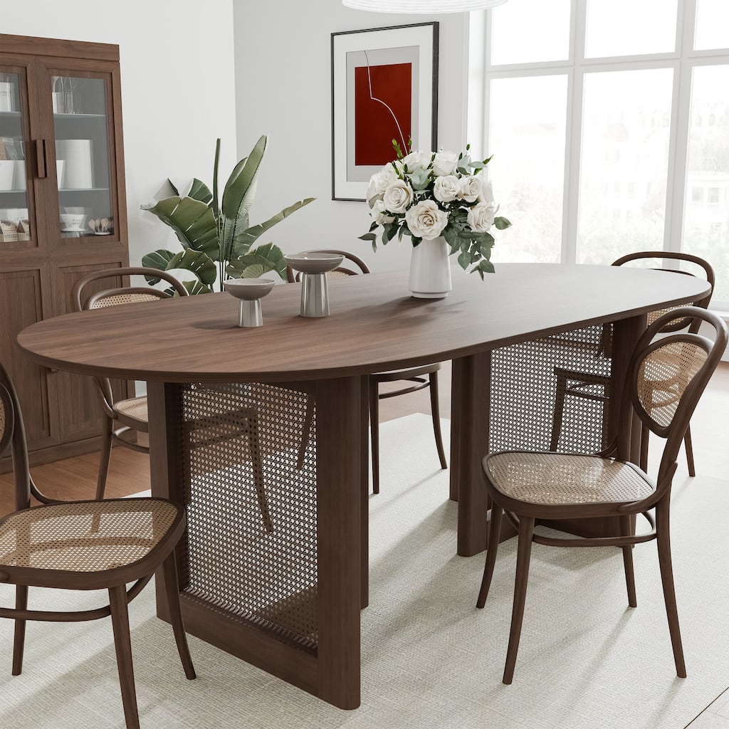 Wooakway Solid Wood 67'' Oval Dining Table for 6-8 People Nordic style
