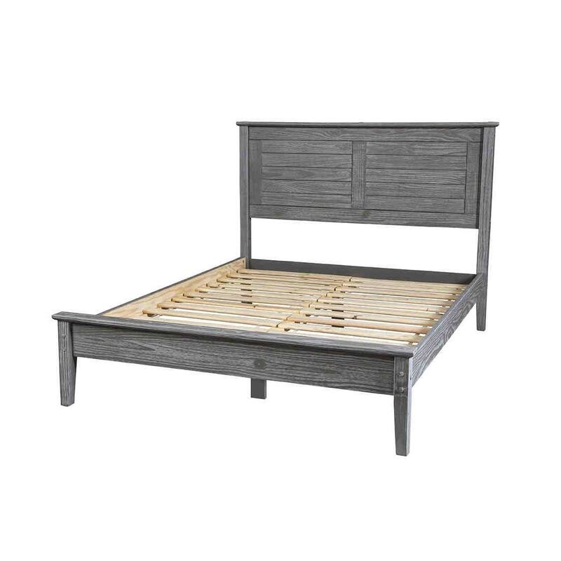Rustic Grey Twin Size Pine Wood Coastal Dorm Platform Bed Perfect for Any Room - Rustic-Grey