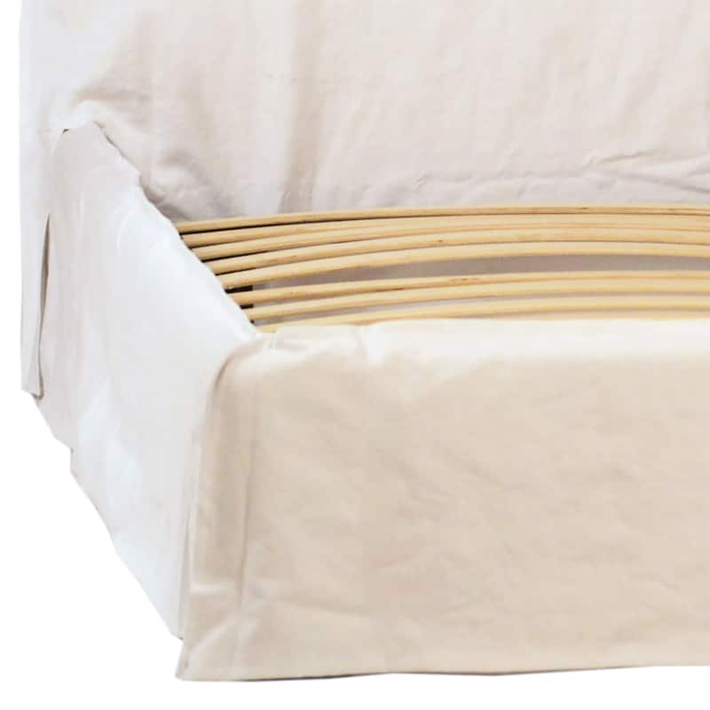 Stetson Ivory Linen Upholstered Slipcover Style Platform Panel Bed, Eastern King