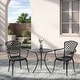 preview thumbnail 1 of 16, Aluminum Bistro Table and Chairs Set wUmbrella Hole(2 Chairs 1 Table) Black