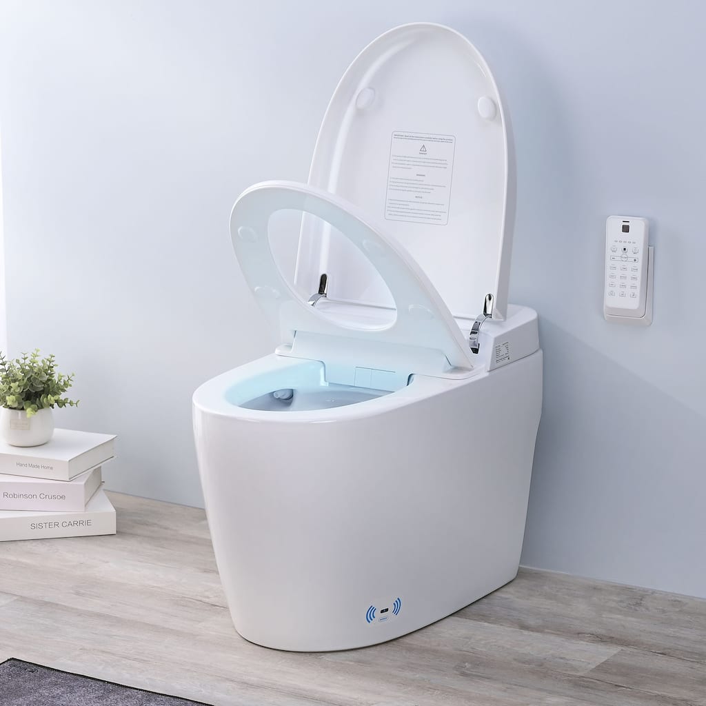 PROOX Smart Toilet, Bathroom One Piece Bidet Toilet with Warm Water,Dual Auto Flush,Foot Sensor Operation