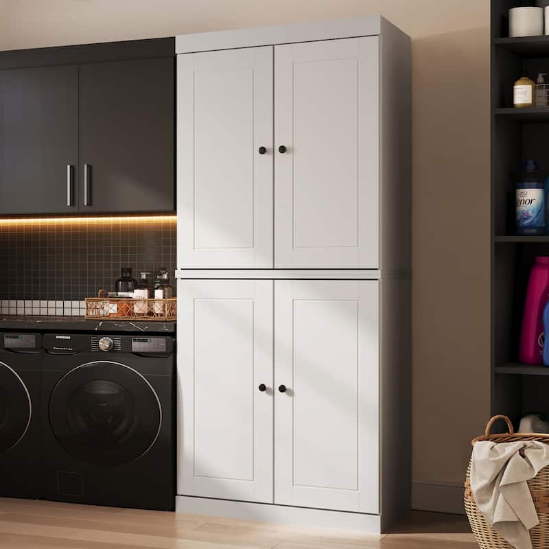 Palace Imports 100% Solid Wood Bathroom & Laundry Storage Cabinet, Raised Panel Doors, Adjustable Shelves, 32" Wide, 71.5" Tall