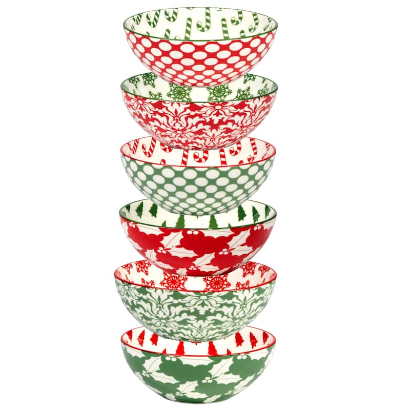 Certified International Winter Medley 30 oz. All Purpose Bowls, Set of 6 Assorted Designs - 30 oz.