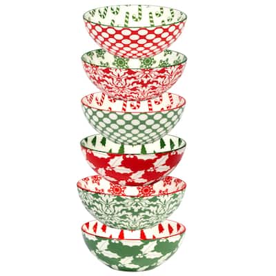 Certified International Winter Medley 30 oz. All Purpose Bowls, Set of 6 Assorted Designs - 30 oz.