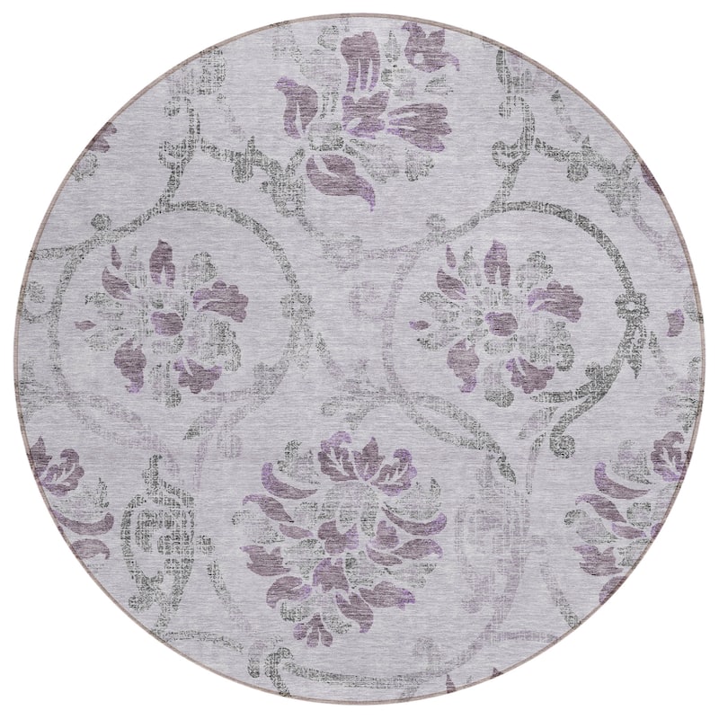 Machine Washable Indoor/ Outdoor Chantille Scroll Floral Rug