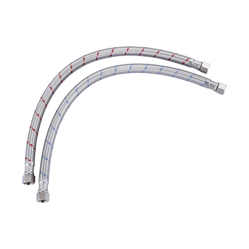 WOWOW 3/8 in. COMP x 3/8 in. COMP Stainless Steel Faucet Supply Lines - Stainless Steel - 12-inch