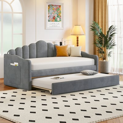 Upholstered Daybed with Trundle