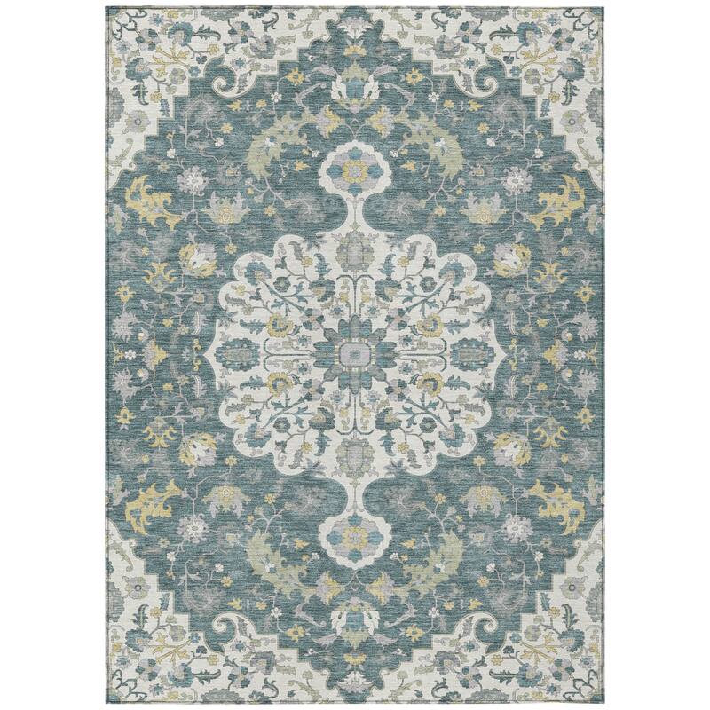 Machine Washable Indoor/ Outdoor Traditional Indore Chantille Rug
