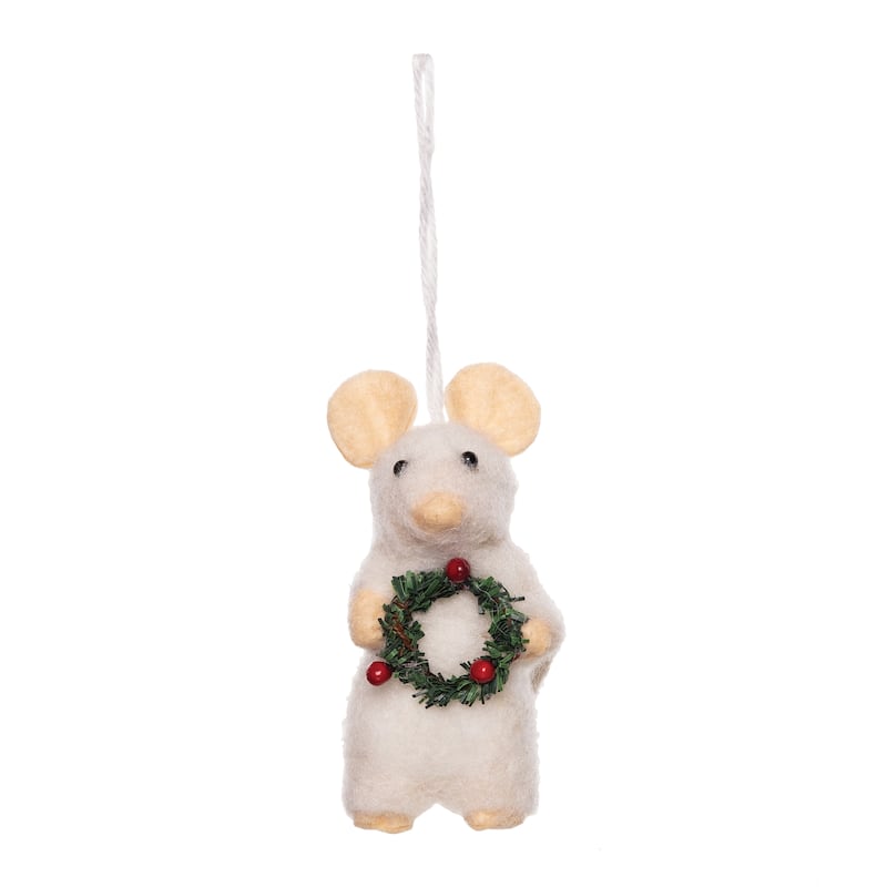 Mouse with Wreath Ornament