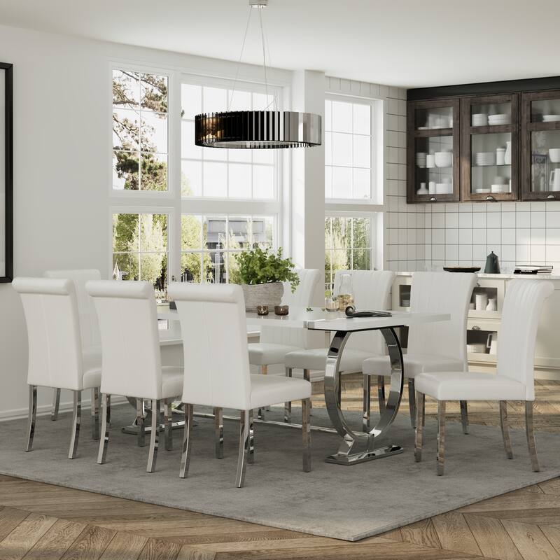 Luxury Dining Table Set with PU Leather Dining Chairs