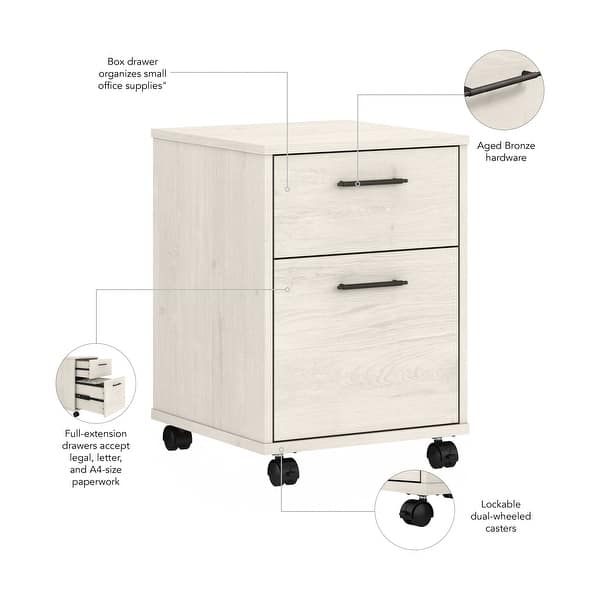 dimension image slide 2 of 12, Key West 2 Drawer Mobile File Cabinet by Bush Furniture