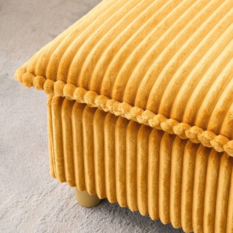 Single Sofa with Ottoman, Comfy Corduroy Upholstered Armchair, Lounge Chair with Throw Pillows for Living Room, Balcony