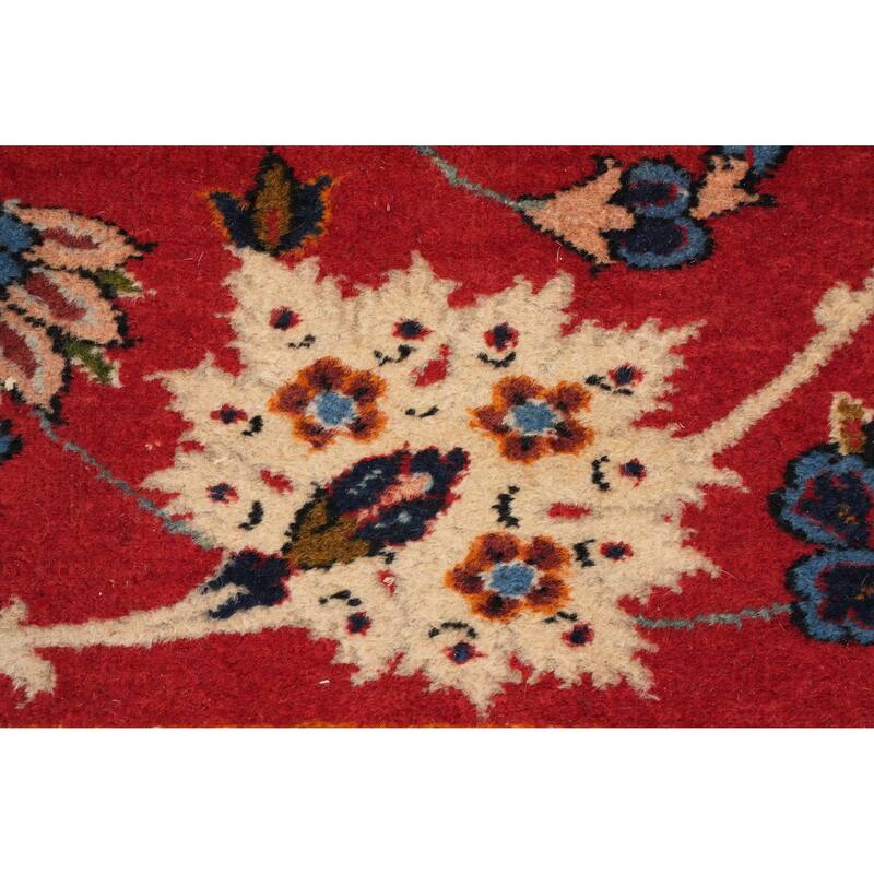 Hand Knotted Oriental 100% Wool Carpet Traditional Floral Red Isfahan Area Rug - 9' 9'' X 7' 6''