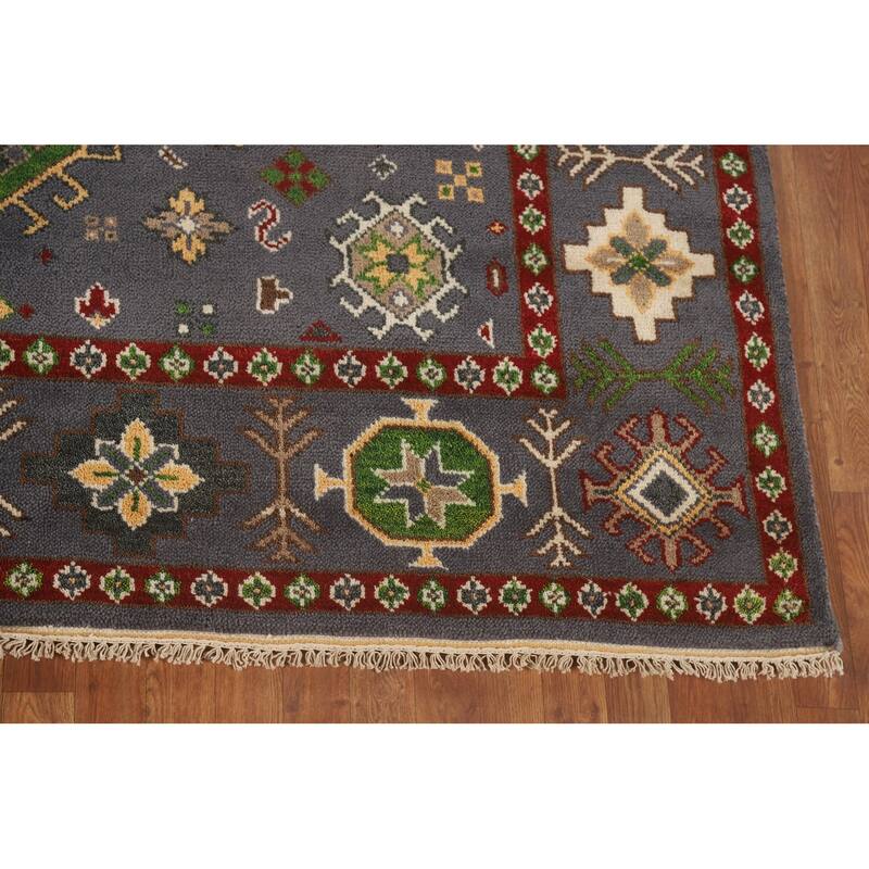 Traditional Kazak Area Rug Hand-Knotted Oriental Wool Carpet - 8'0" x 9'11"