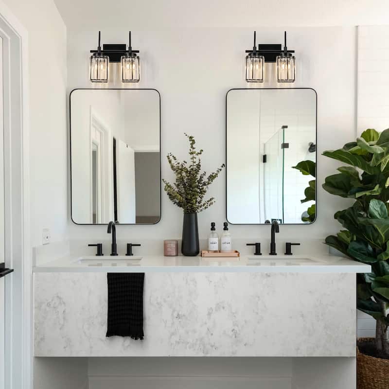 Modern Black 1/2/3/4/5-Light Bathroom Crystal Vanity Light Wall Sconces
