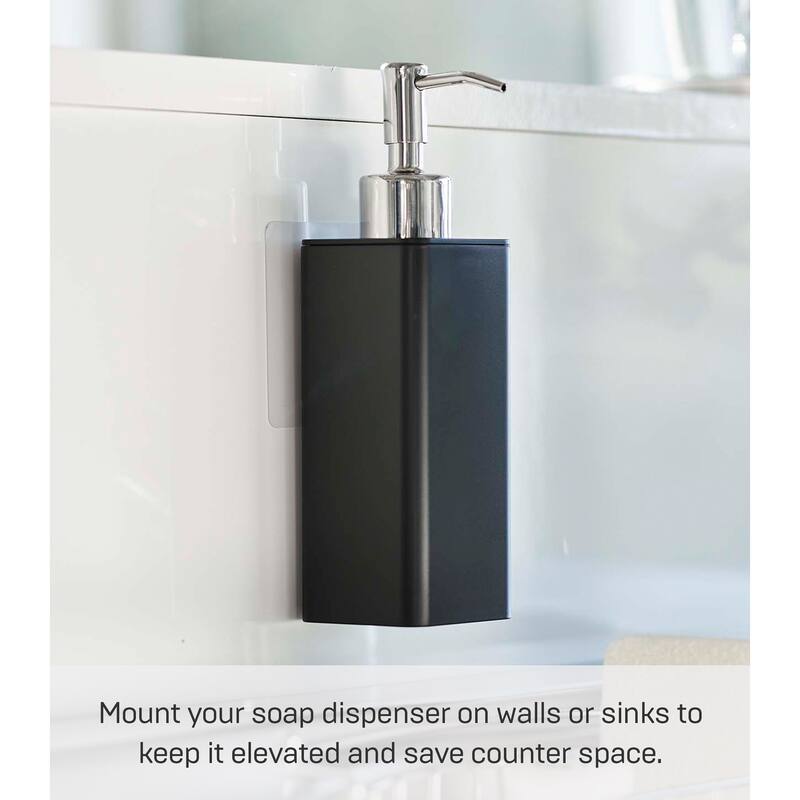 Yamazaki Home Traceless Adhesive Soap Dispenser, ABS Plastic, Holds 1.1 lbs - L 2.95 x W 2.17 x H 7.68 inches