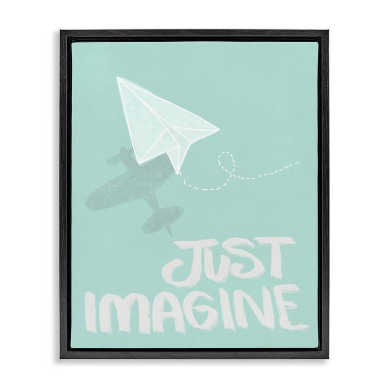Stupell Inspirational Just Imagine Phrase Framed Floater Canvas Wall Art Design By Chen Alyesh - 25 x 31 - Black