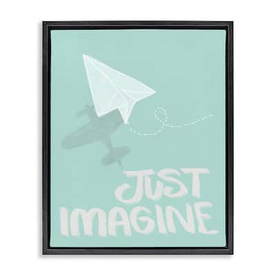 Stupell Inspirational Just Imagine Phrase Framed Floater Canvas Wall Art Design By Chen Alyesh