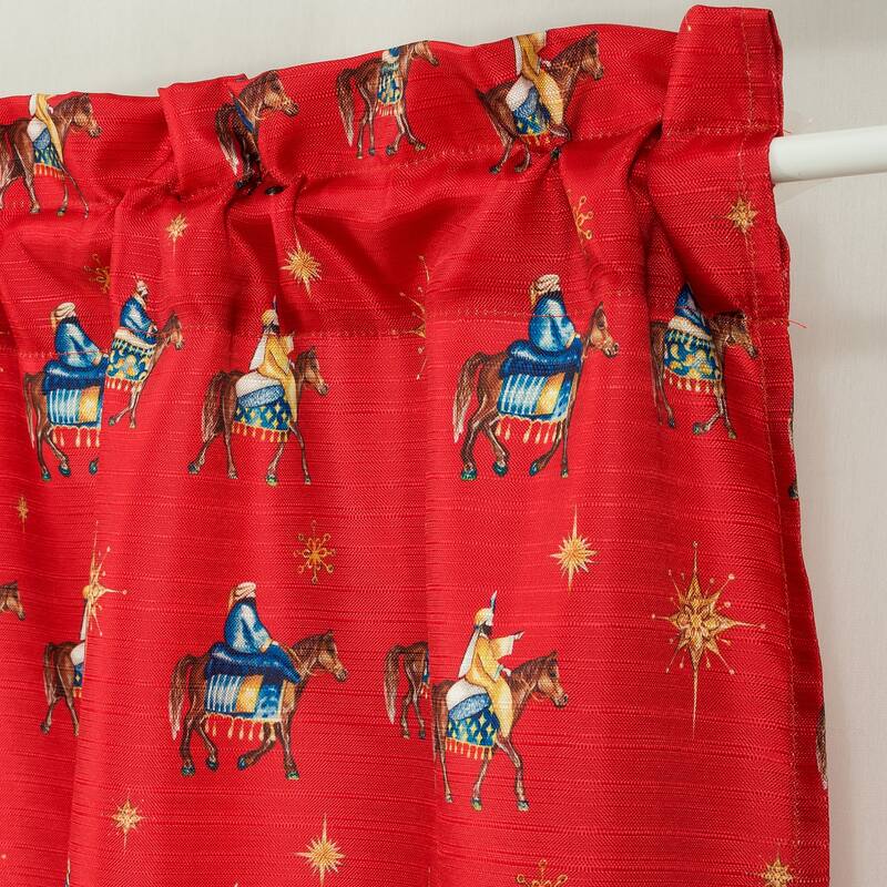 Christmas Three Kings Kitchen Curtain - Red
