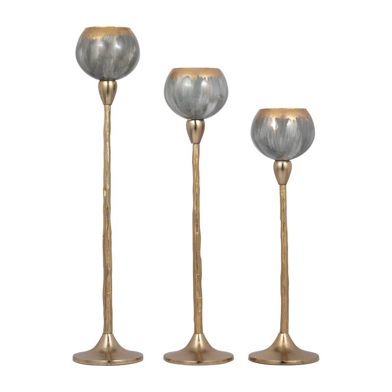 Glass Modern Stem Round Tealight Candle Holder