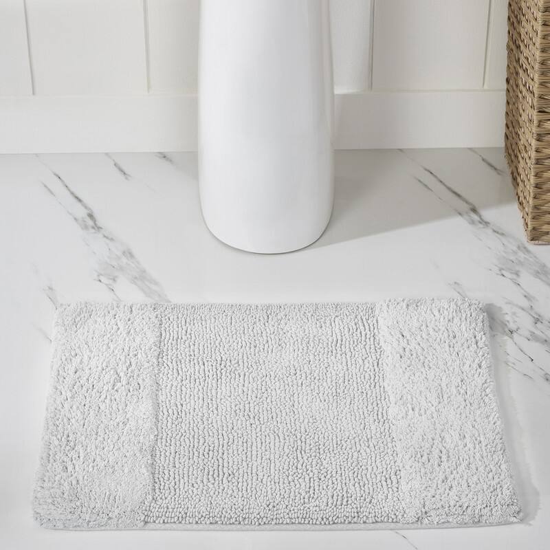 Better Trends Bath Rug 100% Cotton Water Absorbent Tufted Bathroom Rugs for Shower, Sink Mats Machine Wash Granada Collection - 21" x 34" Rectangle - White