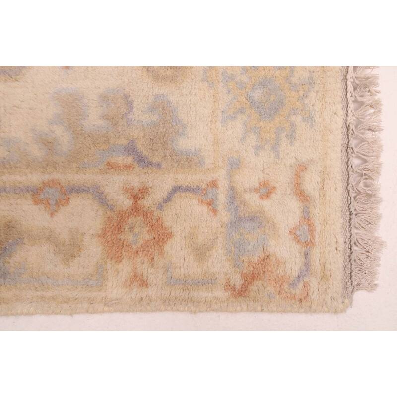 ECARPETGALLERY Hand-knotted Royal Oushak Ivory Wool Rug - 2'6 x 13'8