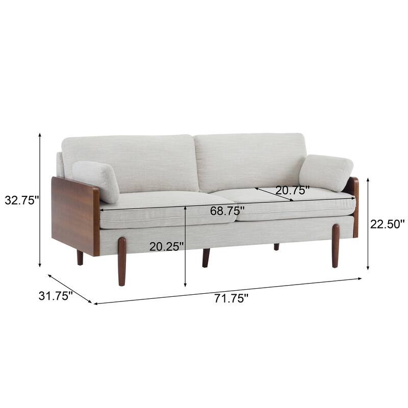 Mid-Century Modern Sofa with Slim Track Arms