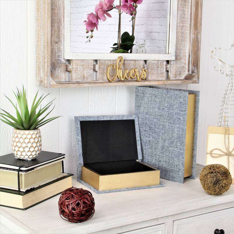 Canter Isle Beige Linen Book Box Set - Blue Grey