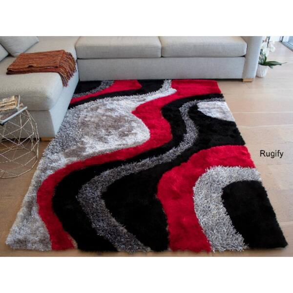 S72 Signature Collection 1inch Pile Shag Area Rug Red Color Bed Bath