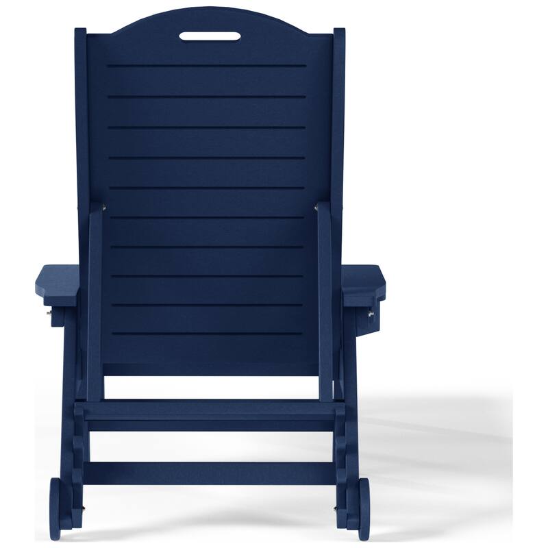 Brighton Outdoor Poly Reclining Chaise Lounge with Wheels & Cup Holder