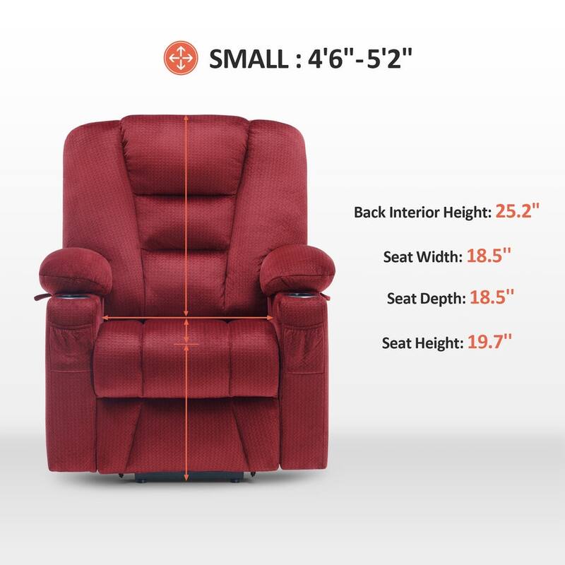 MCombo Small Power Lift Recliner Chair with Massage and Heat for Short Elderly People, Fabric 7569